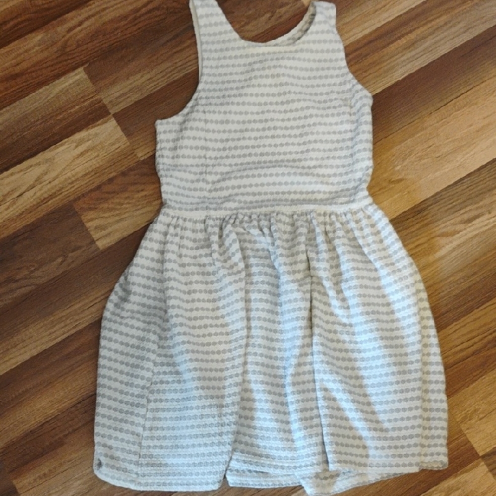 Frenchi Chic Gray and White Textured Knit Dress With Striping Details Casual